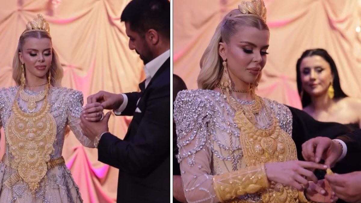 Vanlı iş adamı ile fenomen nişanlandı: Gelin takılarını taşımakta zorlandı