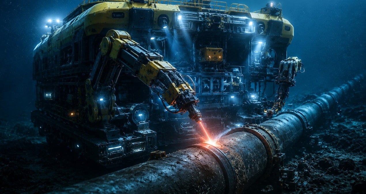 Lazer destekli dev robot deniz tabanındaki arızaları tek tek buluyor