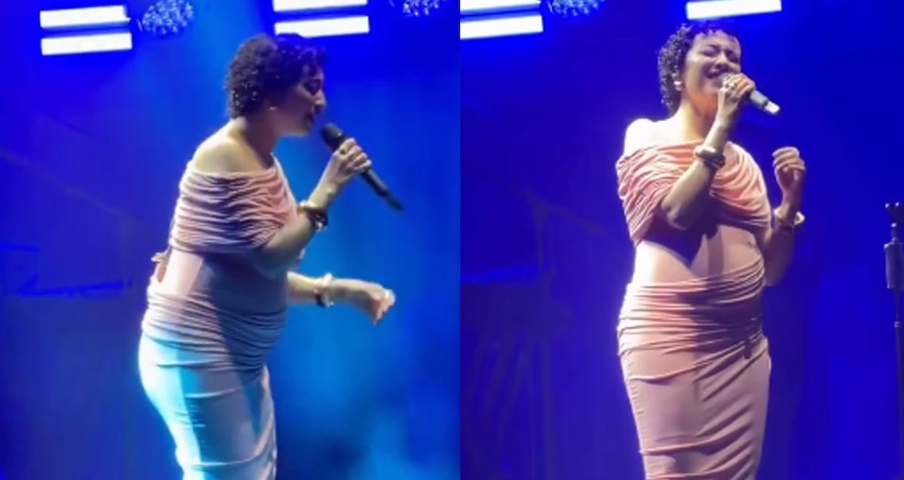 Karnı burnunda sahneye çıkan Melike Şahin, performansıyla tepki çekti