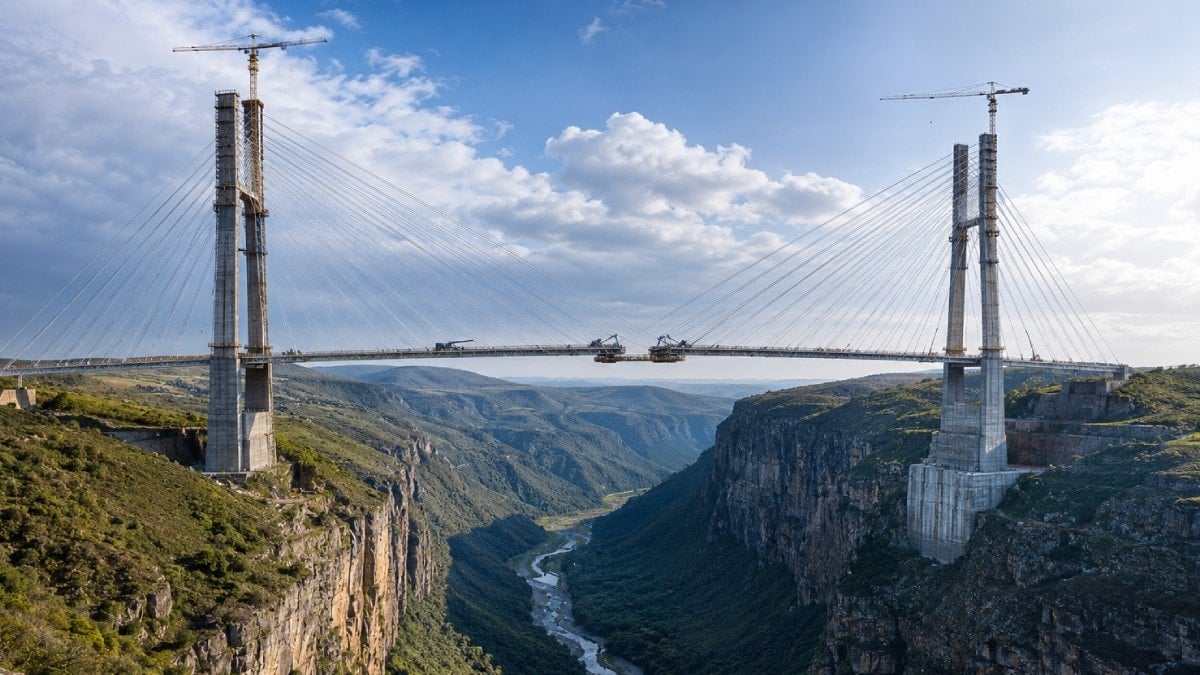 194 metre yükseklikteki köprü iki vadiyi birleştirecek: Uçurumun ortasına dev köprü inşa ediliyor