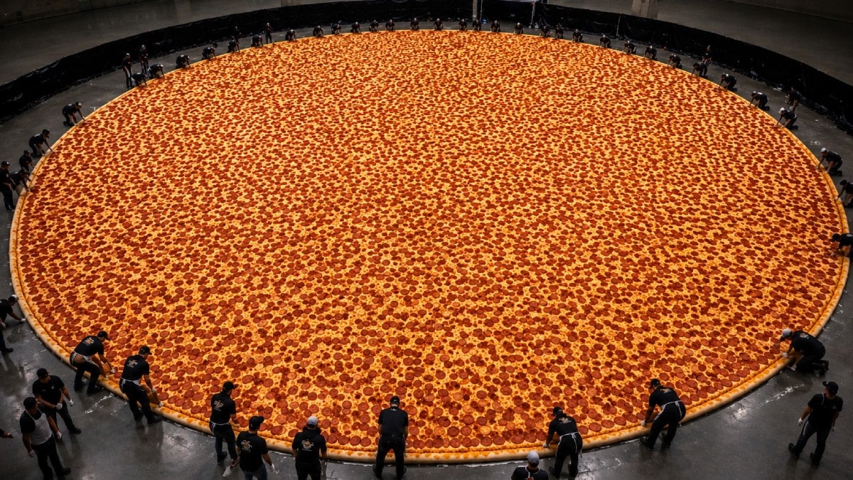 Dünyanın en büyük pizzasını yaptılar: Tam 68 bin dilim çıktı