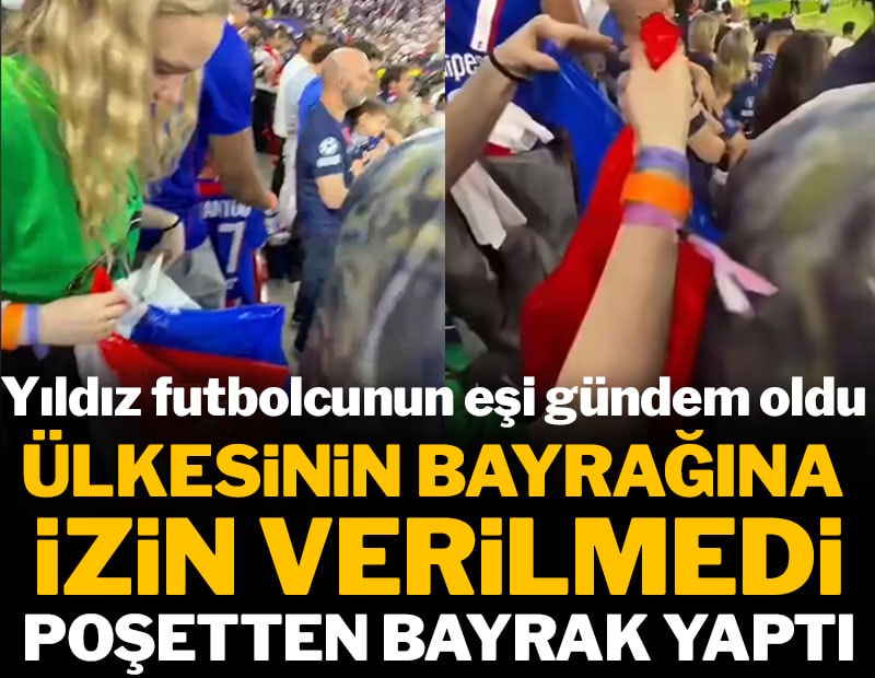 Ülkesinin bayrağına izin çıkmadı plastik poşetten bayrak yaptı