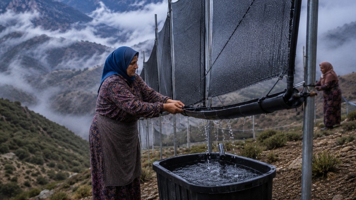 Kadınlar dağların tepesine dev ağlar kurdu: Çaresiz kalan köylüler çözümü havada buldu