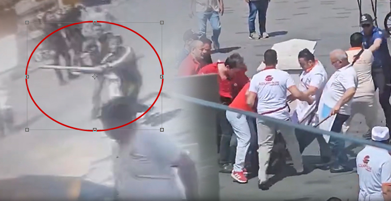 Taksim'de dönercilere kazmayla saldıranlara meydan dayağı