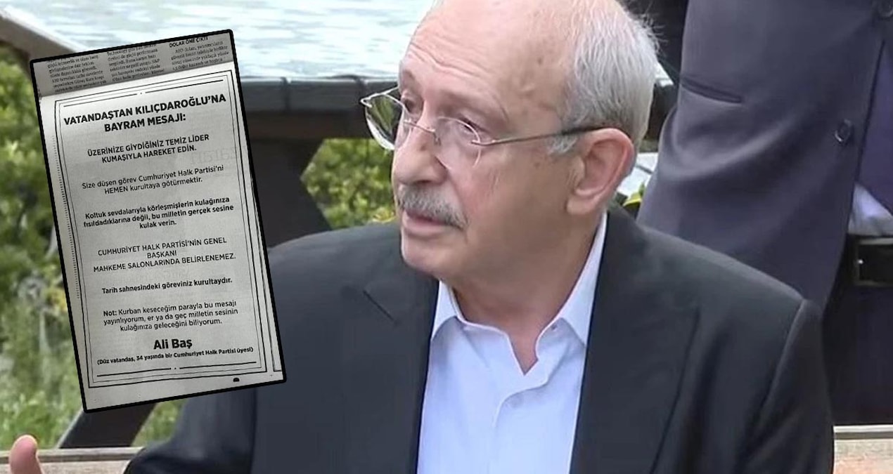 Kurban parasıyla gazeteye ilan veren vatandaş Kılıçdaroğlu’na seslendi
