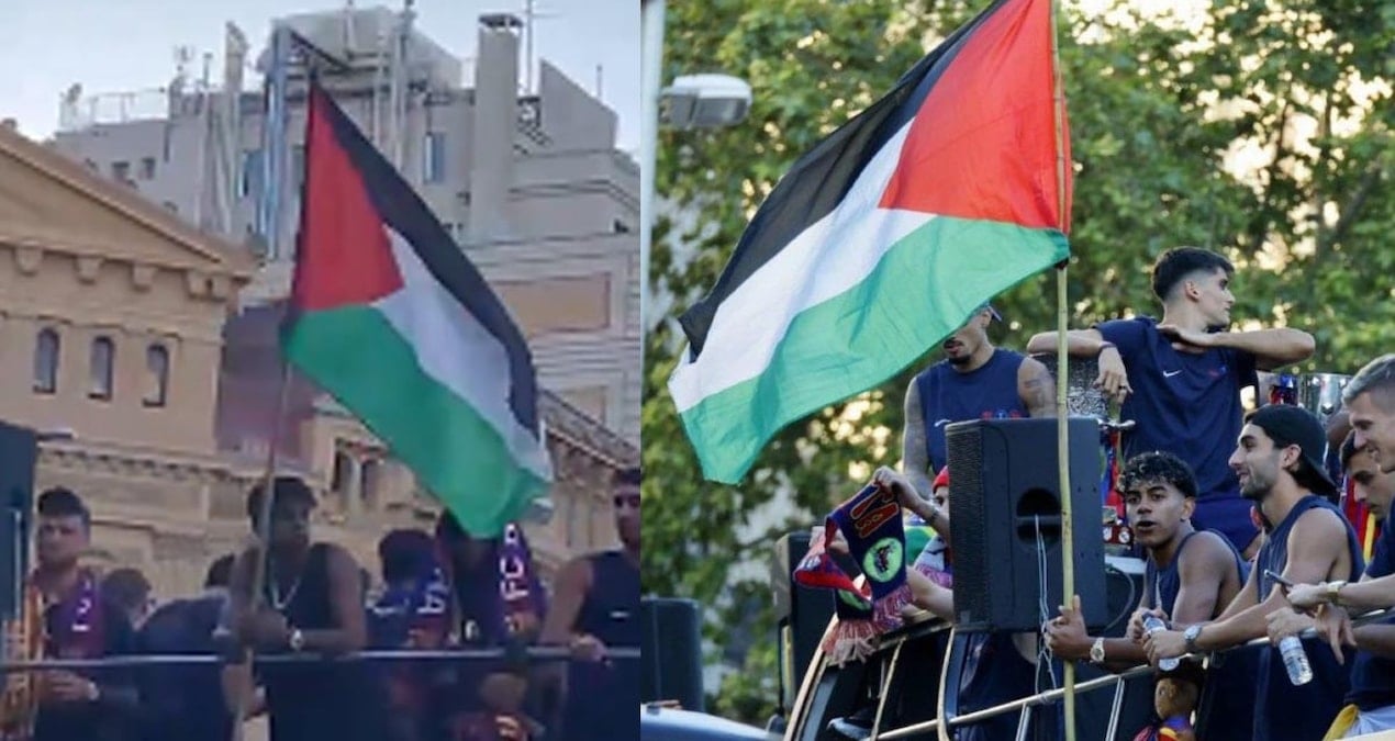 Barcelonalı yıldız Lamine Yamal'dan Filistin bayraklı şampiyonluk kutlaması