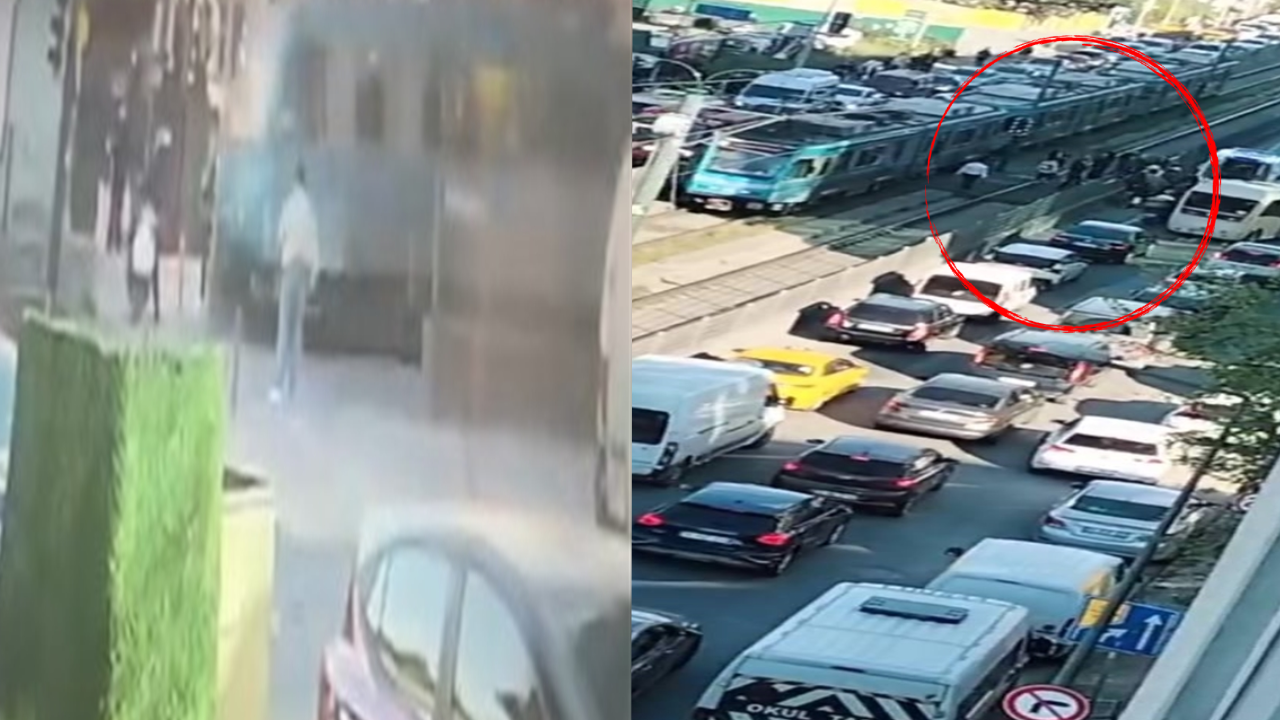 Yolun karşısına geçmek isteyen motosikletliye tramvay çarptı!