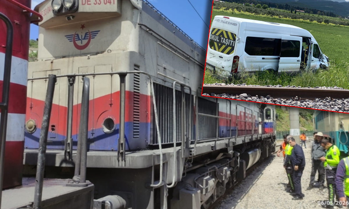 Gaziantep'te yürekler ağza geldi: Yük treni okul servisine çarptı