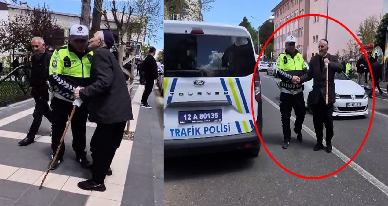 Bingöl'de trafik polisinden yaşlı vatandaşa yardım