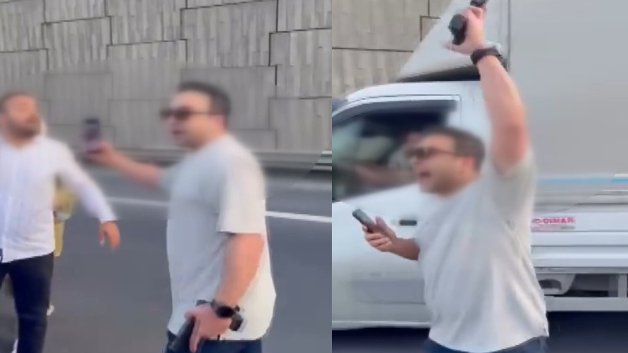 Trafikte tartıştığı aracın önünü kesen polis havaya ateş açtı!