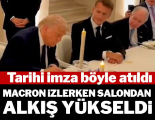 Tarihi imza böyle atıldı... Macron izlerken salondan alkış yükseldi...