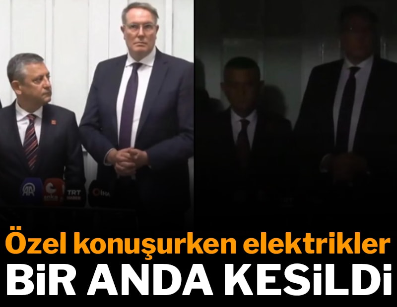 Özgür Özel konuşurken elektrikler bir anda kesildi