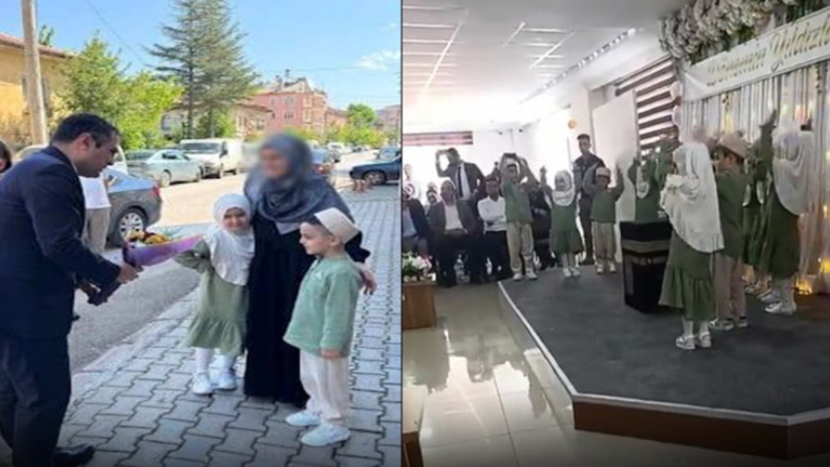 Tepki çeken görüntü! Kadının yüzü sansürlendi, çocuklara tavaf yaptırıldı