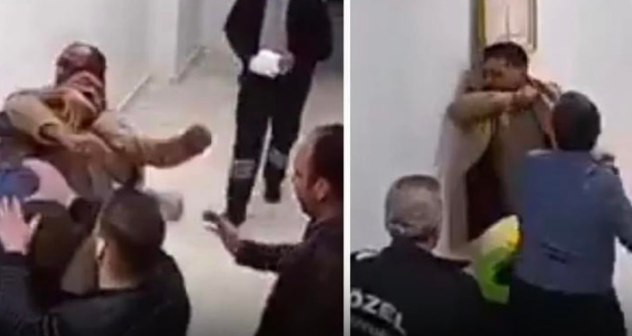 Skandal görüntüler: Hastane Müdürü, çalışanı yumruklayarak bayılttı
