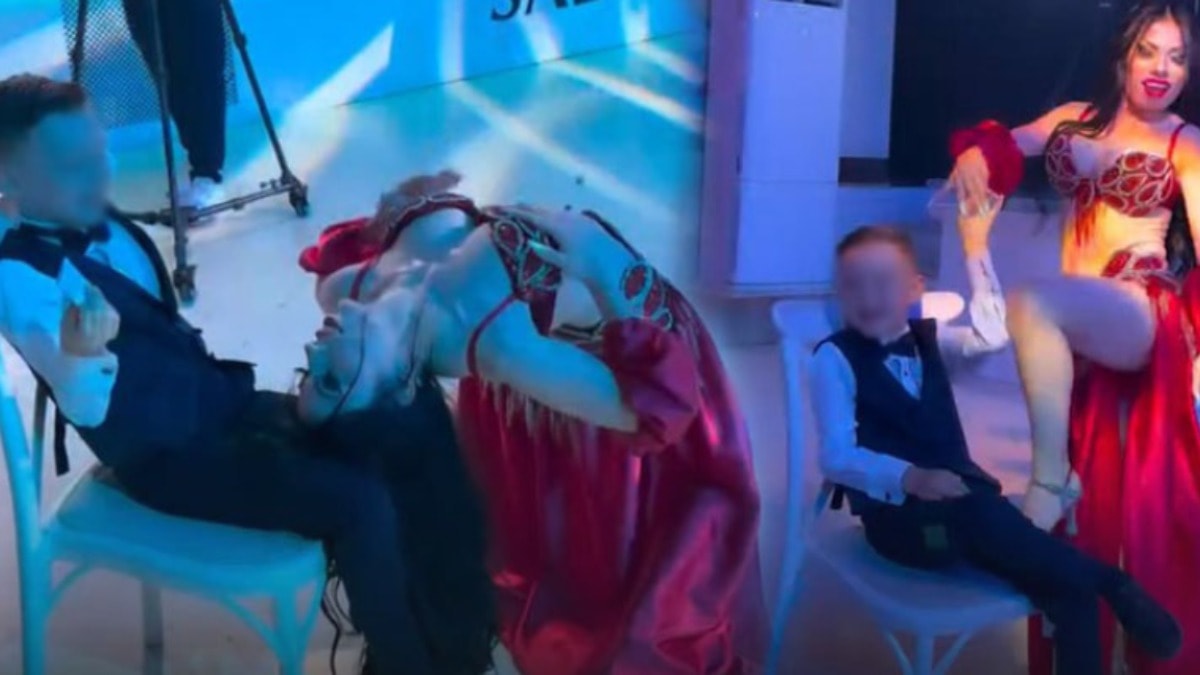 Anne baba çocuğunun önünde dansöz oynattı: Sosyal medyada tartışma yaratan görüntüler