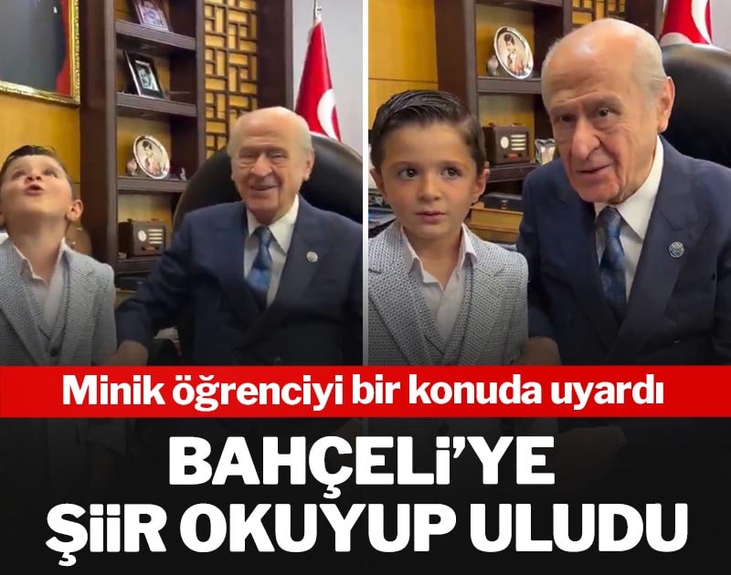 Bahçeli’ye şiir okuyup uludu: Minik öğrenciyi bir konuda uyardı