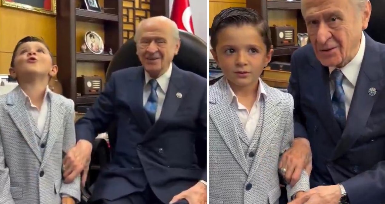 Bahçeli’ye şiir okuyup uludu: Minik öğrenciyi bir konuda uyardı