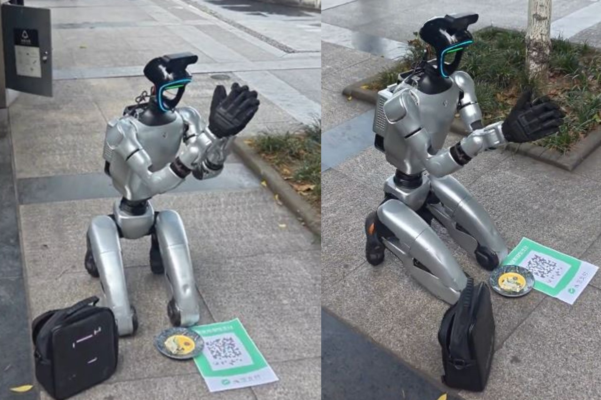 Sokakta diz çöktü dilendi: İnsansı robot 'geçim derdi' yüzünden yalvardı