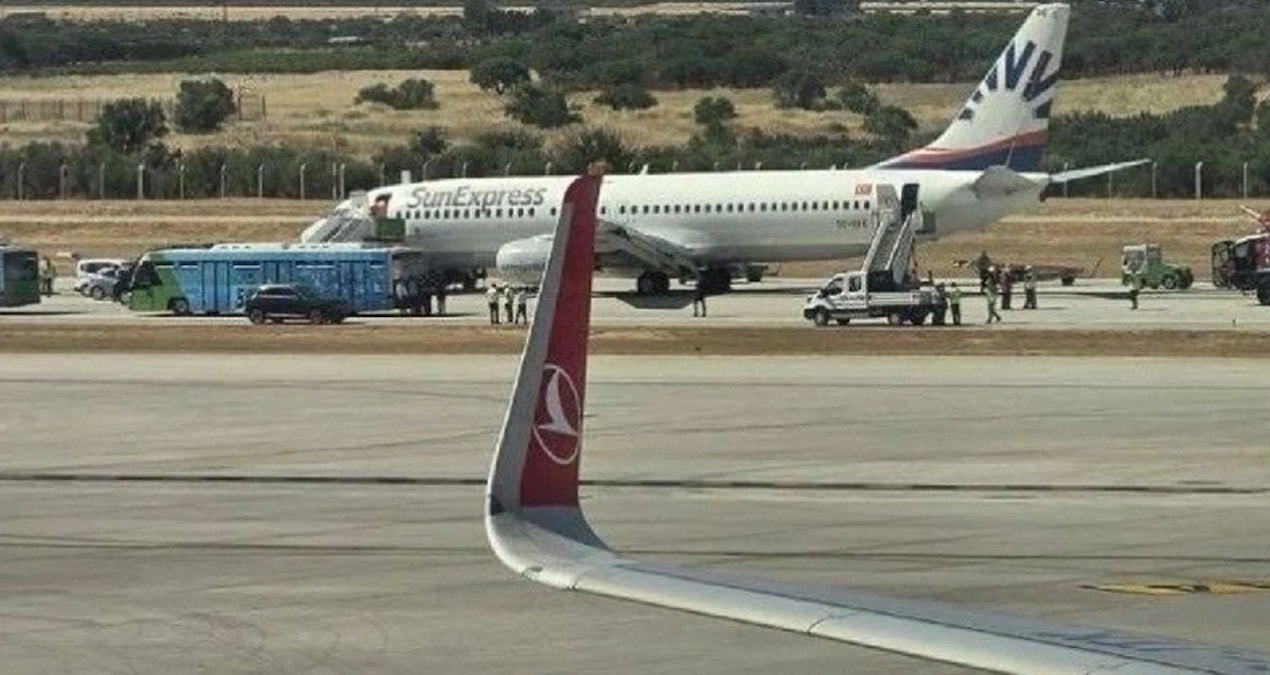 Gaziantep Havalimanı'nda korku dolu anlar; yolcu uçağının lastiği patladı