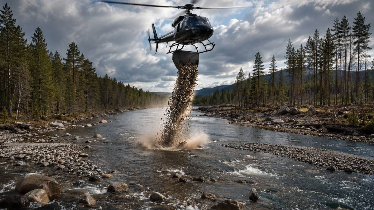 Helikopterle nehre 180 ton kum ve çakıl bırakıldı: İşte nedeni