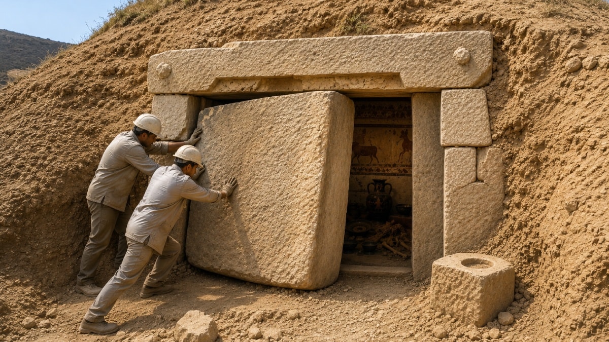 2 bin 600 yıl mühürlü kalmış: Dev taş bloğun arkasında bozulmamış bir mezar odası bulundu