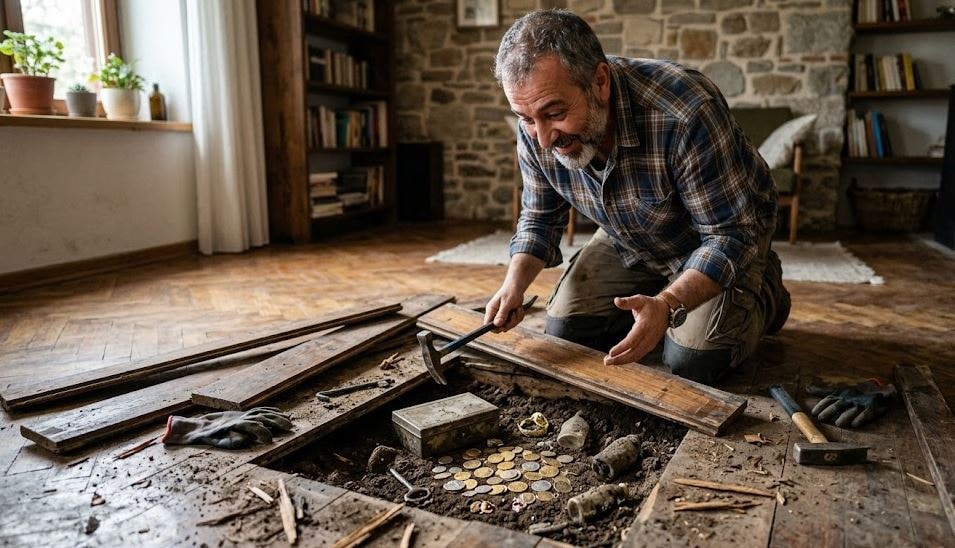 Evindeki parkeleri sökünce altında servet yattığını fark etti