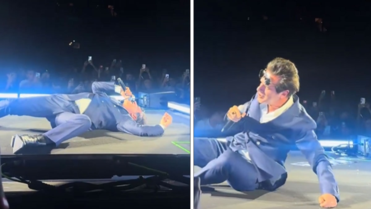 Konserden görüntüler ortalığı karıştırdı: Teoman kendini yere attı