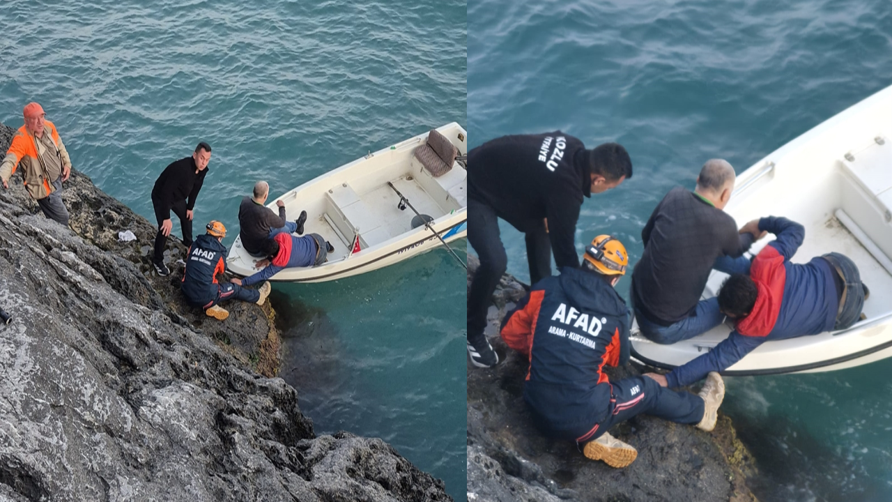 Balık tutarken düştü, kayalıklarda mahsur kaldı