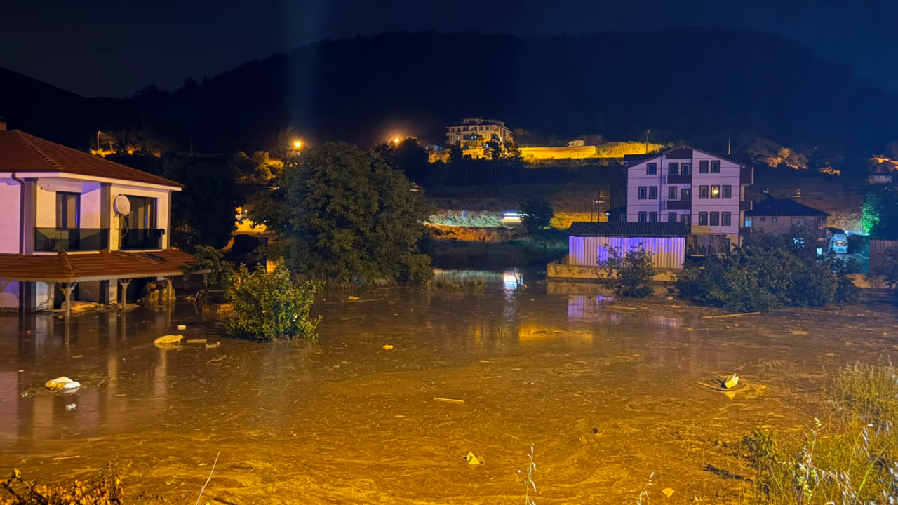 Sakarya'da dere taştı, evleri su bastı