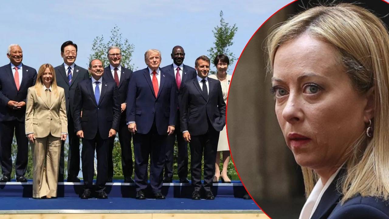 Meloni tüm liderlerin ortasında itiraf etti: Her şey mikrofondan duyuldu