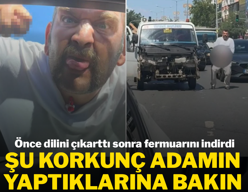 Şu korkunç adamın yaptıklarına bakın! Önce dilini çıkarttı sonra fermuarını indirdi