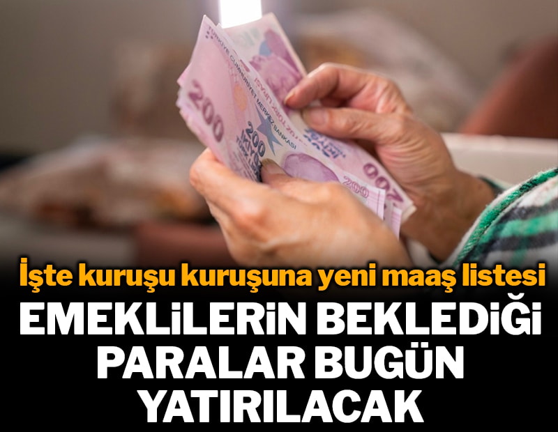 Emeklilerin beklediği paralar bugün yatırılacak: İşte kuruşu kuruşuna yeni maaş listesi