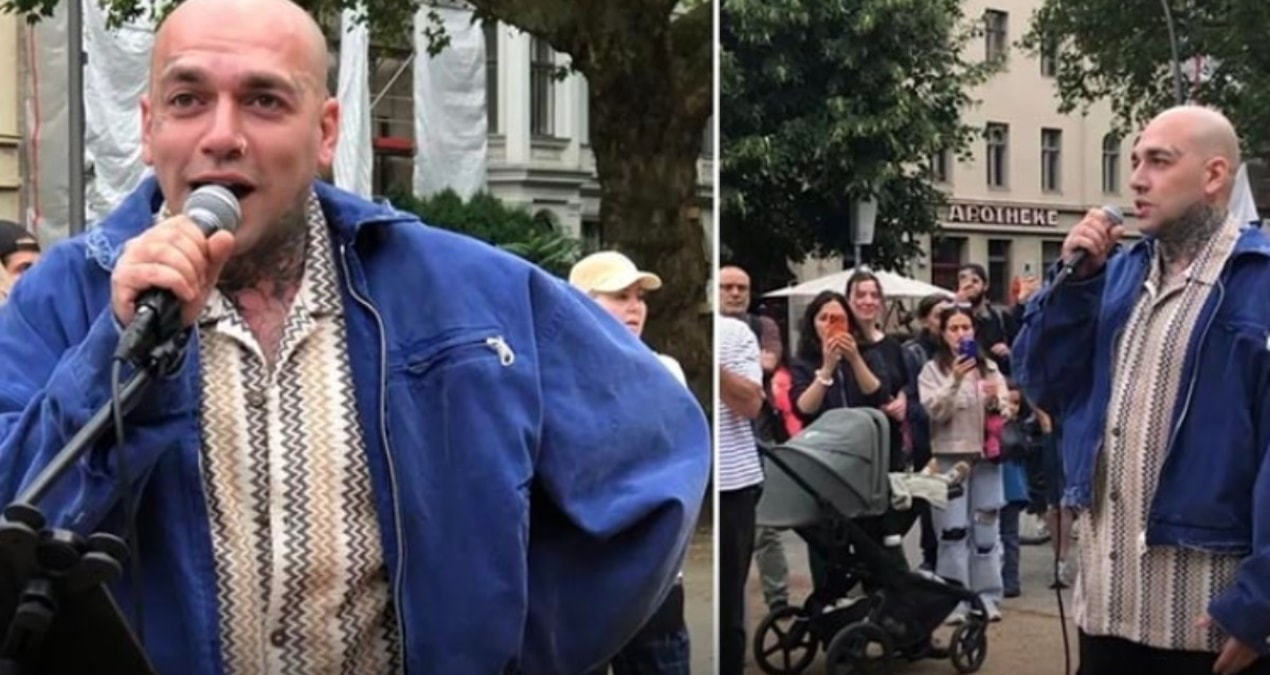 Rapçi Ezhel Berlin'de Deniz Göktaş için Çav Bella söyledi