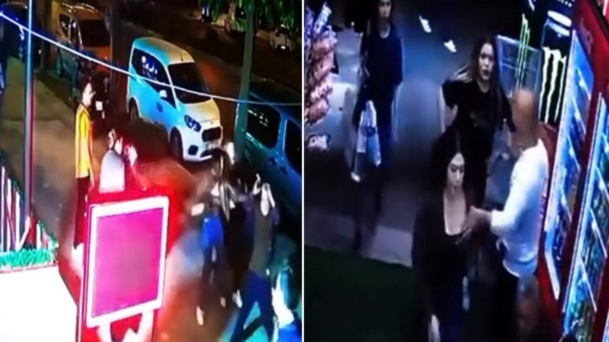 İki genç kız kendilerini taciz eden adamı tekel bayinin içinde evire çevire dövdü