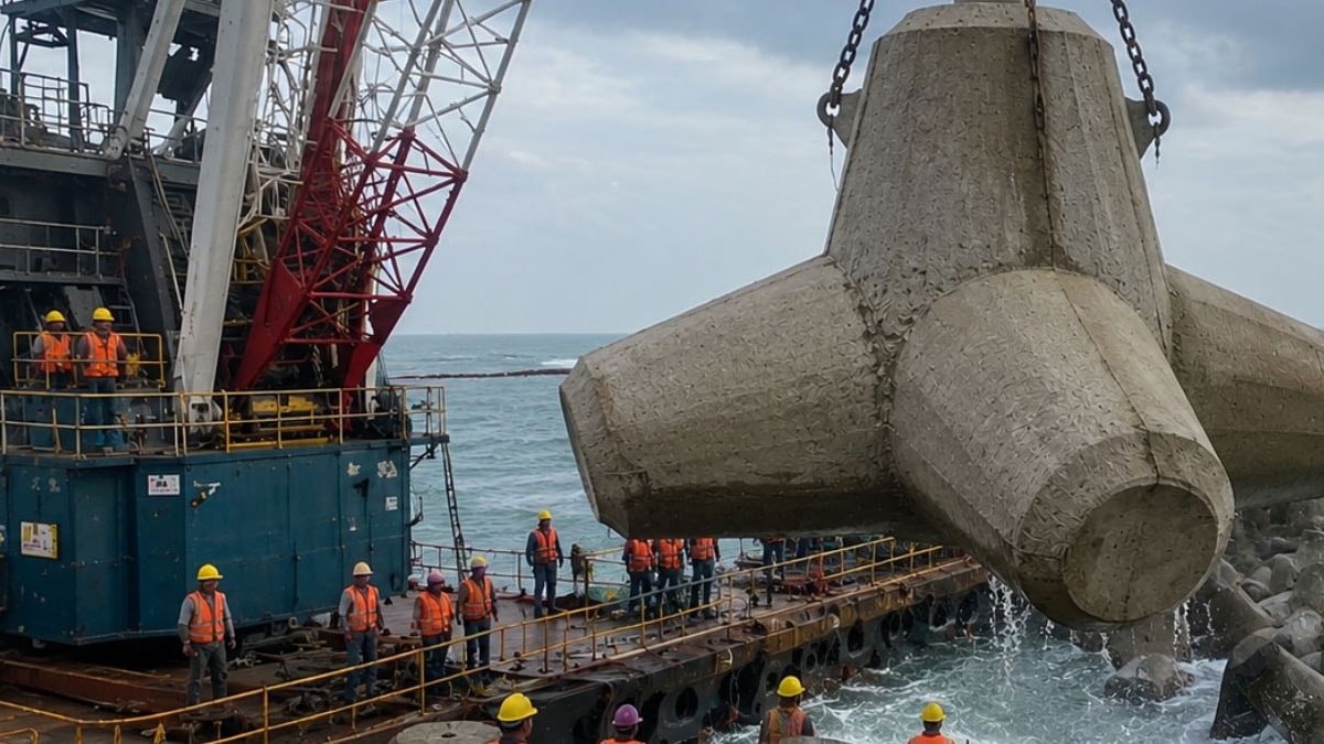 Denizden toprak çalmak yerine 'dev karıncalar' gibi beton taşıyorlar