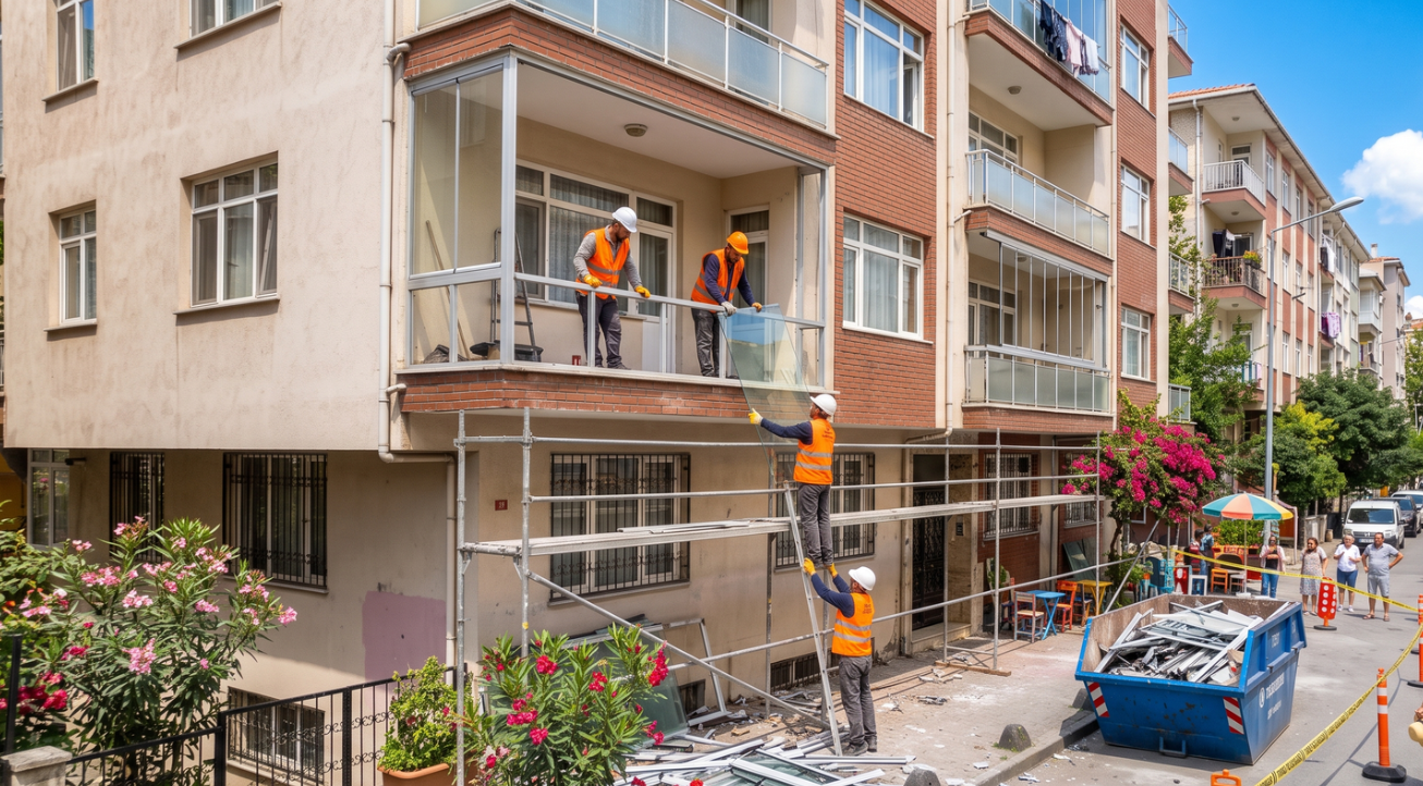 Apartmandaki cam balkonlar tek tek sökülecek