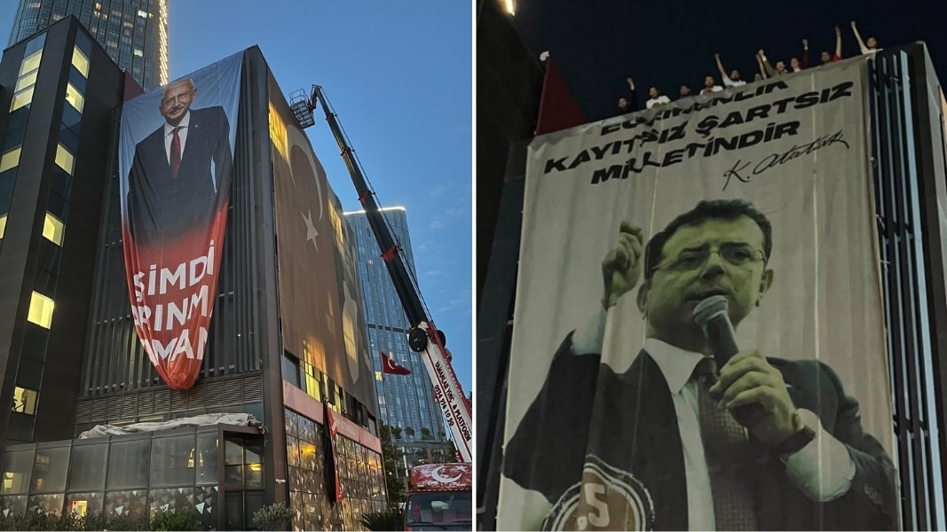 'Butlan' yönetiminin indirdiği İmamoğlu posterini gençler yeniden astı