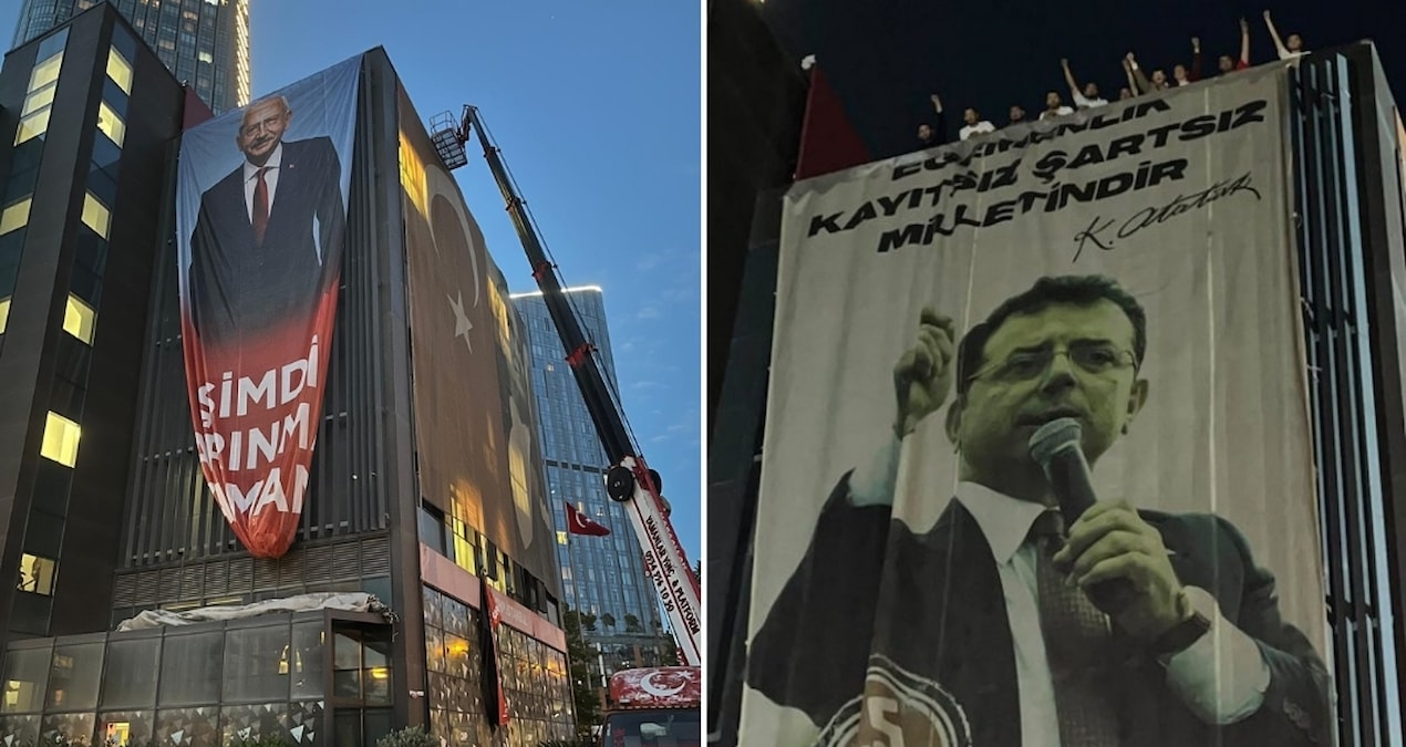 'Butlan' yönetiminin indirdiği İmamoğlu posterini gençler yeniden astı