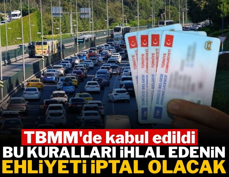 TBMM'de kabul edildi: Bu kuralları ihlal edenin ehliyeti anında iptal olacak