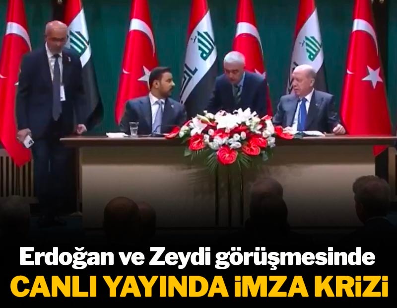 Erdoğan'ın Irak Başbakanı görüşmesinde canlı yayında imza krizi