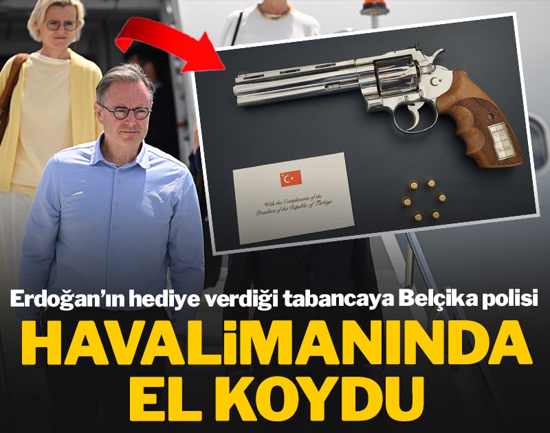 Erdoğan'ın hediye verdiği tabancaya Belçika polisi havalimanında el koydu