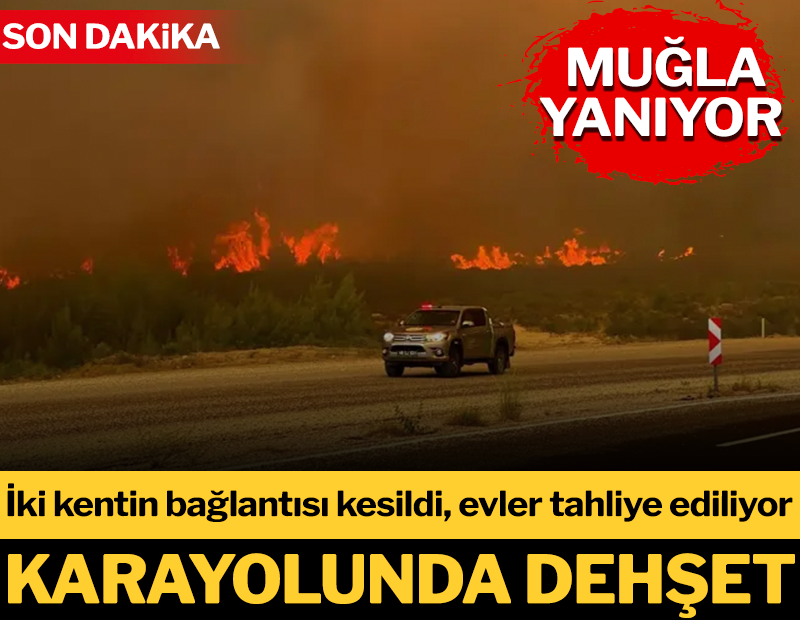 Muğla yanıyor: Karayolu trafiğe kapatıldı, evler tahliye ediliyor