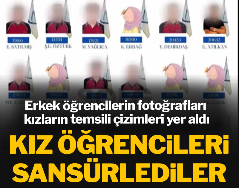 Kız öğrencilerin başarısını afişe yazıp yüzlerini sansürlediler