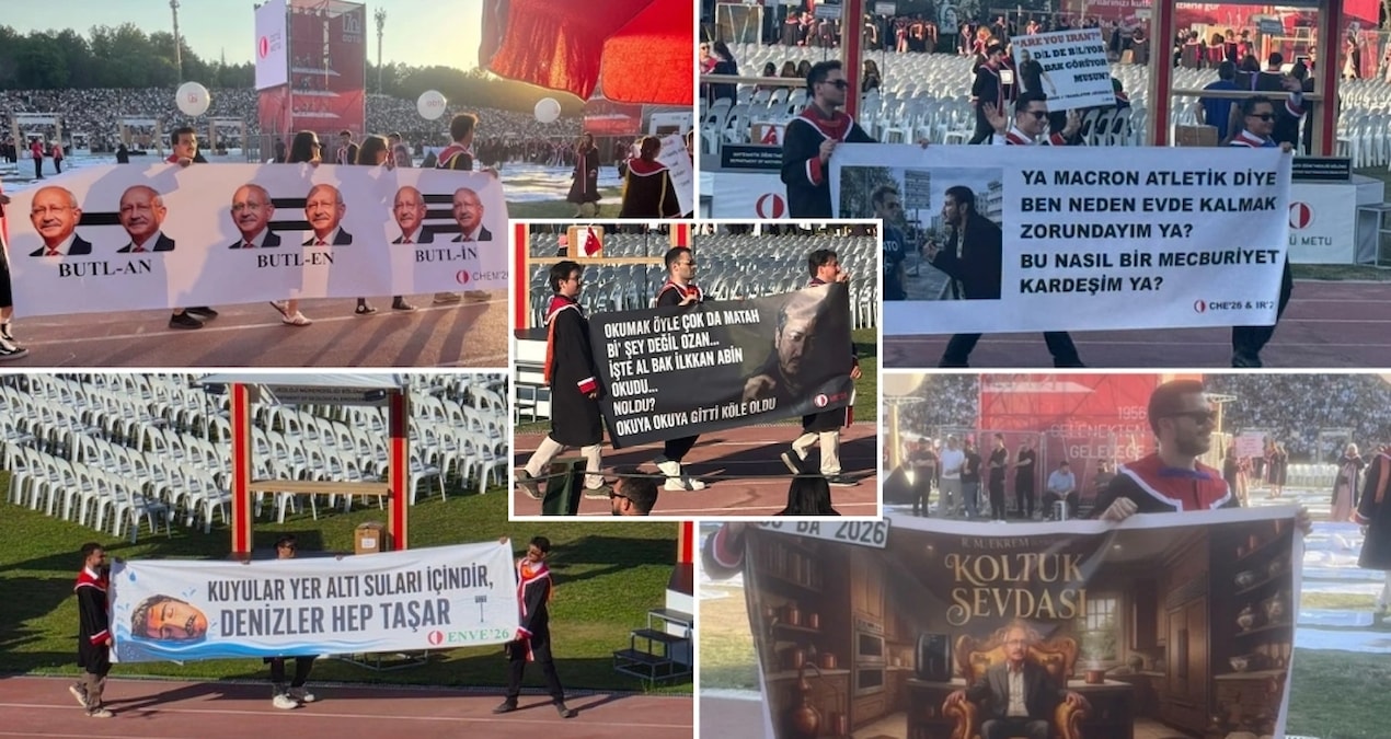 ODTÜ Mezuniyet Töreninde Dikkat Çeken Pankartlar Ön Plandaydı
