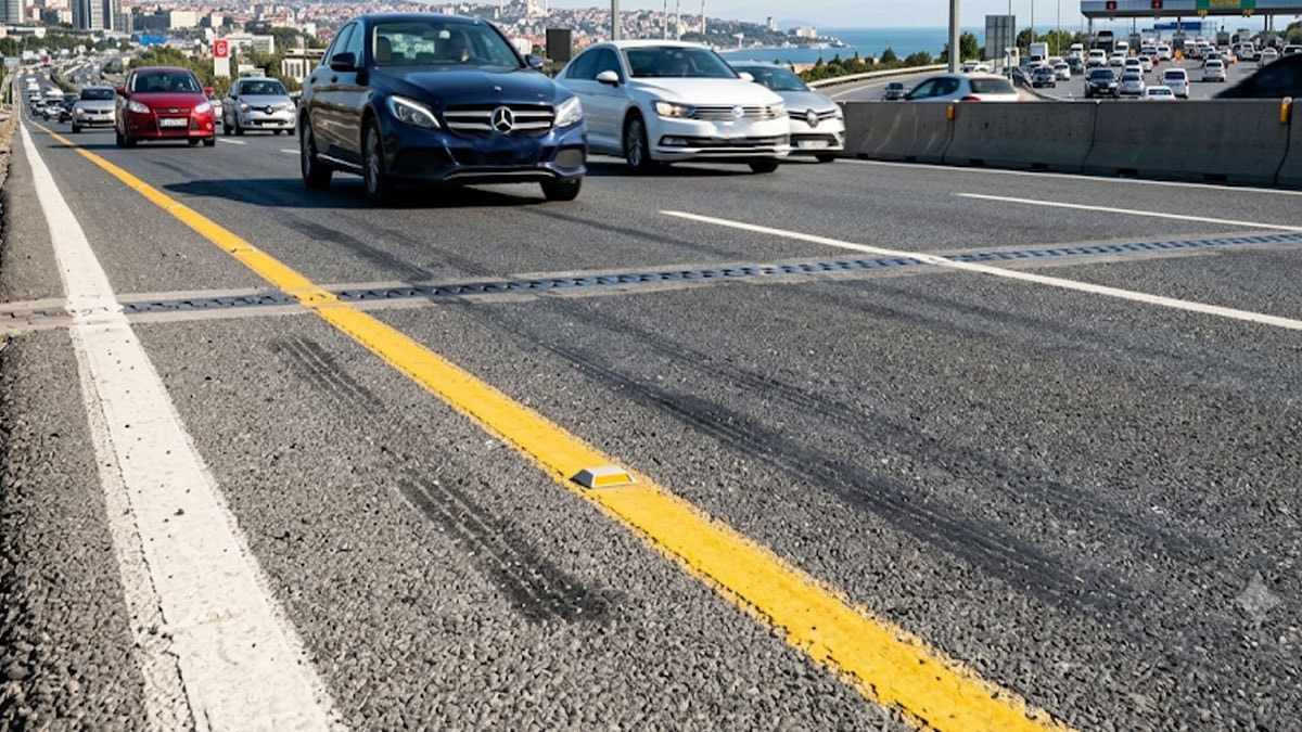 Otoyolu başka bir renge boyadılar: Sıcaklık 10 derece birden çakıldı
