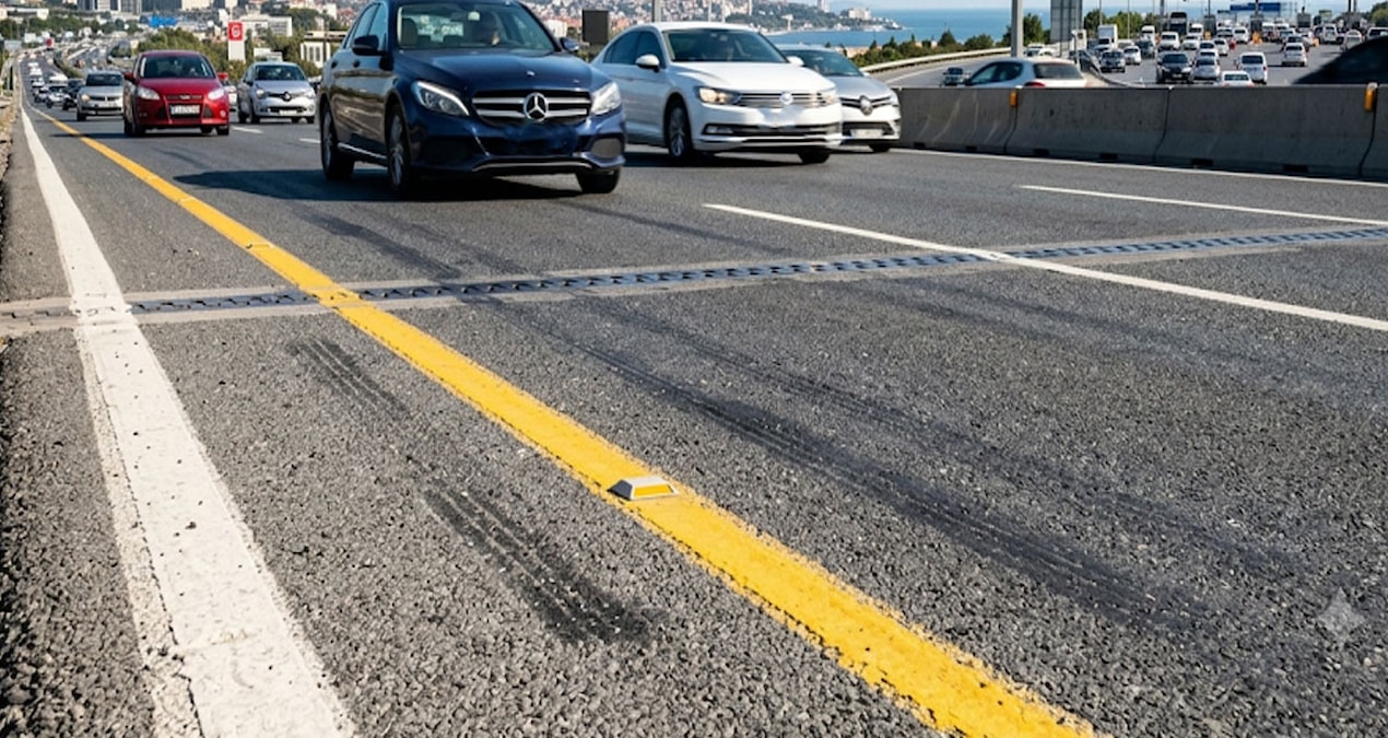 Otoyolu başka bir renge boyadılar: Sıcaklık 10 derece birden çakıldı