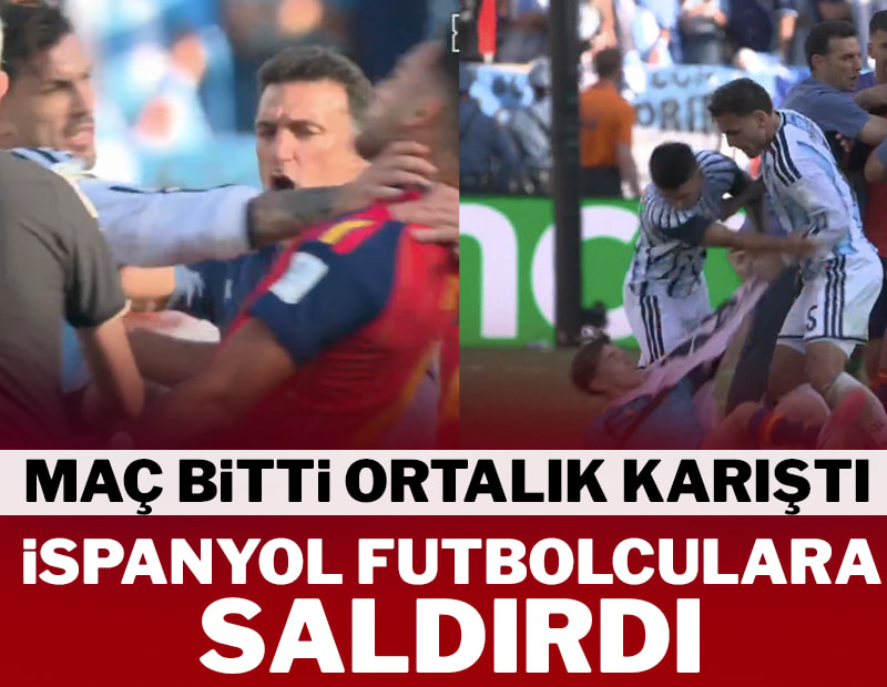 Maç bitti ortalık karıştı! İspanyol futbolculara saldırdı