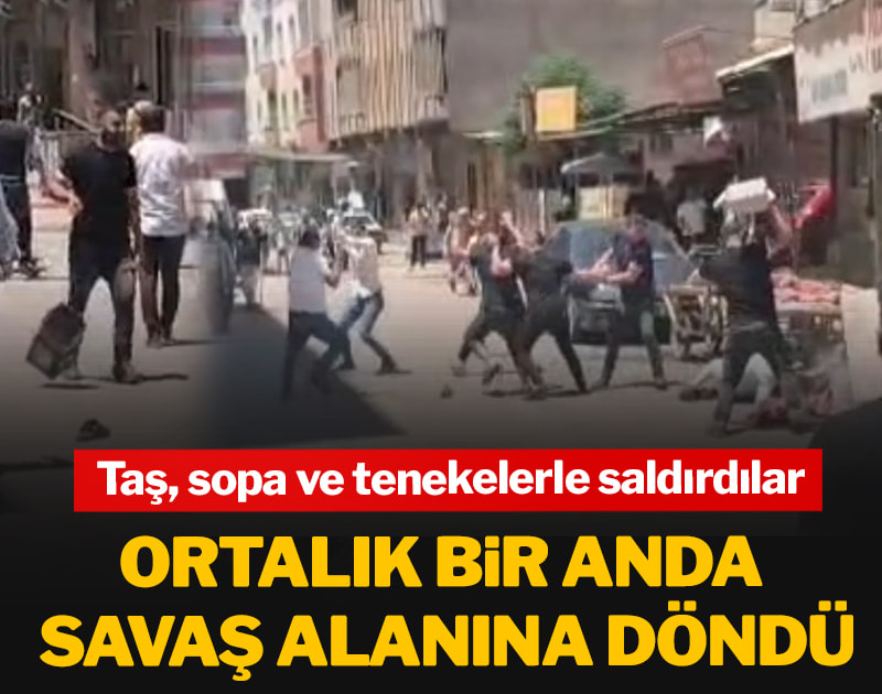 Ortalık bir anda savaş alanına döndü: Taş, sopa ve tenekelerle saldırdılar