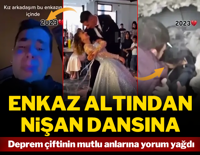 Enkaz altından nişan dansına! Deprem çiftinin mutlu anlarına yorum yağdı