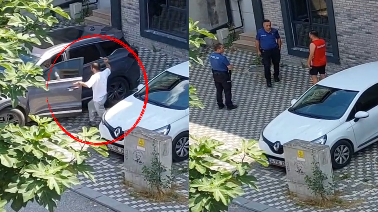Evinin önüne park edilen araca sinirlendi, bıçakla saldırdı